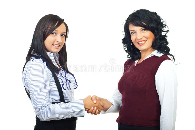 Twee de uitvoerende machtvrouwen die handen schudden