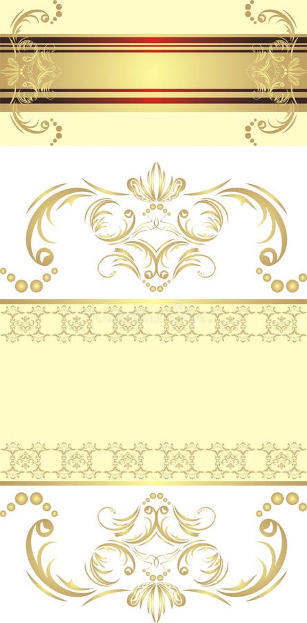 Two decorative golden borders for festive cards. Illustration. Two decorative golden borders for festive cards. Illustration