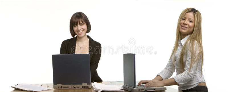 Twee gelukkige bedrijfsvrouwen stock afbeelding Twee gelukkige bedrijfsvrouwen stock afbeelding