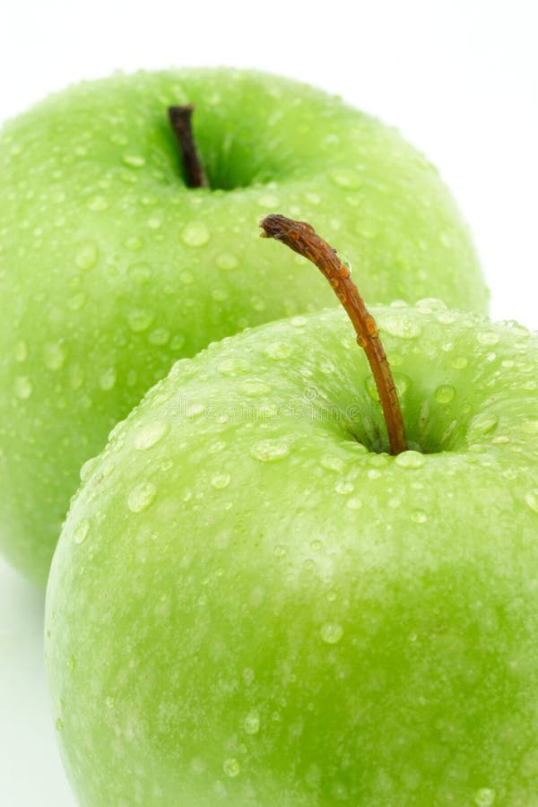 Twee groene appels stock foto's