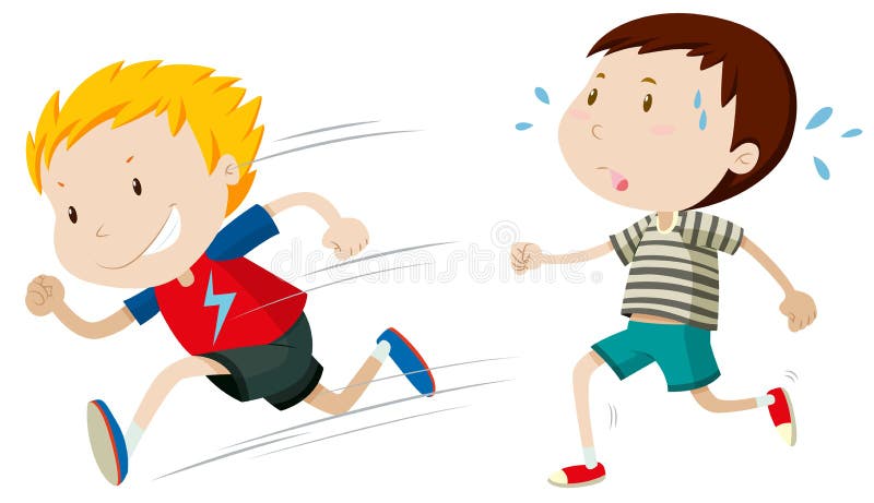 Twee jongens snel en langzaam lopen royalty-vrije illustratie Twee jongens snel en langzaam lopen royalty-vrije illustratie