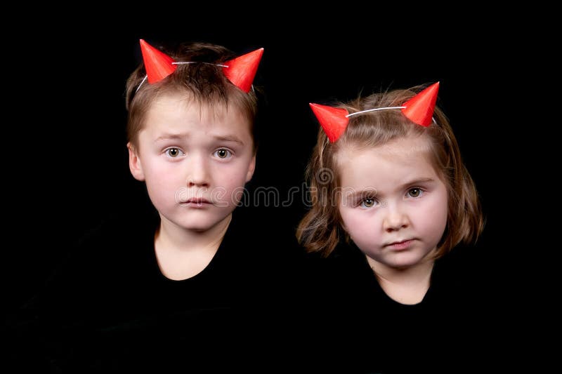 Twee kleine duivels stock fotografie Twee kleine duivels stock fotografie