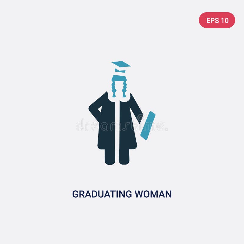Twee kleur het een diploma behalen vrouwen vectorpictogram van mensenconcept het geïsoleerde blauwe het een diploma behalen symbo royalty-vrije illustratie Twee kleur het een diploma behalen vrouwen vectorpictogram van mensenconcept het geïsoleerde blauwe het een diploma behalen symbo royalty-vrije illustratie