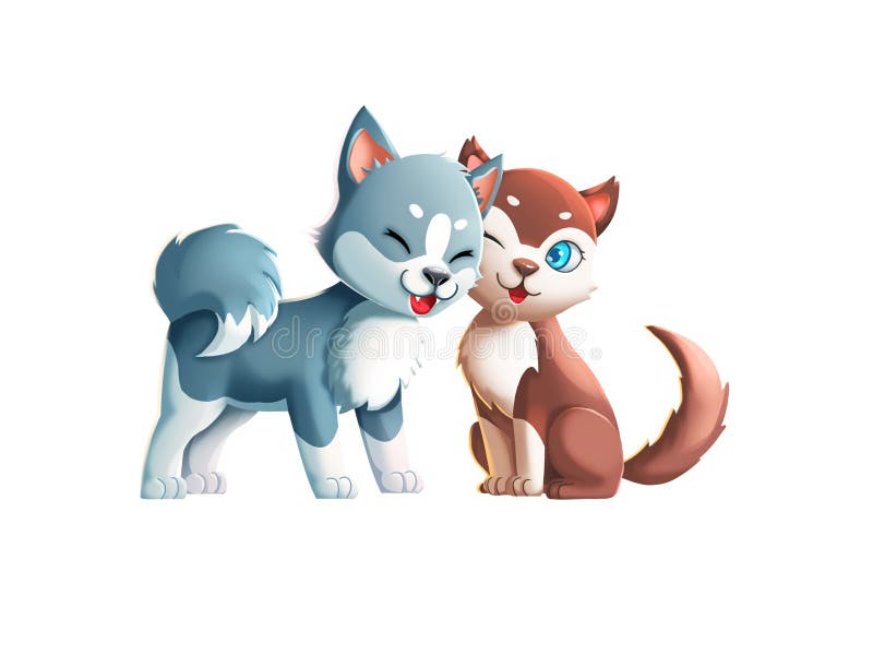 Twee Leuke Honden! Kussend Paar! stock illustratie Twee Leuke Honden! Kussend Paar! stock illustratie