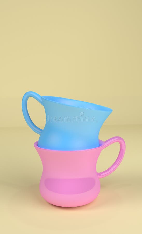 Twee opgestapelde koffiekoppen stock illustratie Twee opgestapelde koffiekoppen stock illustratie