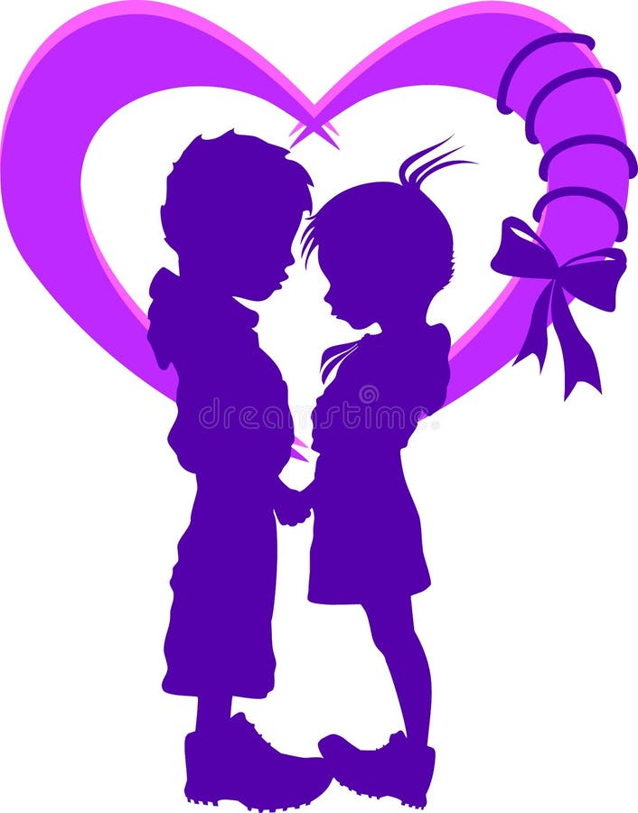 Twee silhouetten in het hart stock illustratie Twee silhouetten in het hart stock illustratie