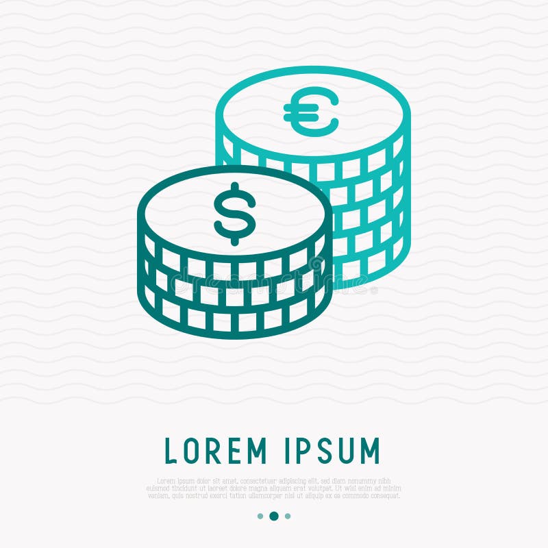 Twee stapels van dollar en de euro muntstukken verdunnen lijnpictogram royalty-vrije illustratie Twee stapels van dollar en de euro muntstukken verdunnen lijnpictogram royalty-vrije illustratie