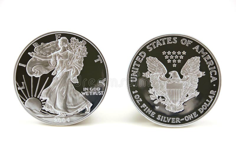 Twee Zilveren Dollars stock afbeelding Twee Zilveren Dollars stock afbeelding
