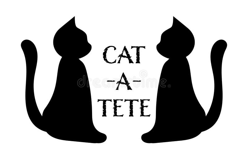 Twee zwarte katten die naar elkaar kijken : katatete een persoonlijke ontmoeting met het gezicht naar de uitnodiging katte silhoue