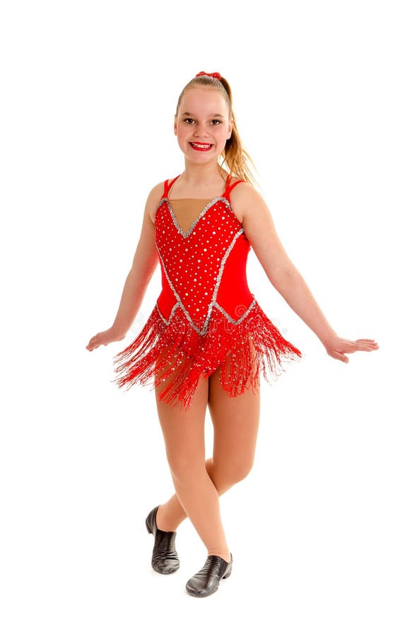 Tween Jazz Dancer in Rood royalty-vrije stock afbeeldingen Tween Jazz Dancer in Rood royalty-vrije stock afbeeldingen