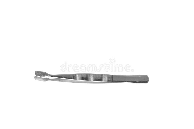 Tweezers for Sewing. Steel Bent Tweezers Isolated on White