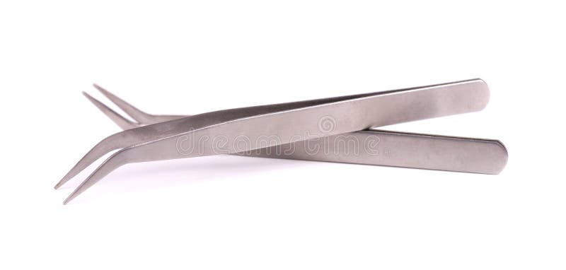 Tweezers for Sewing. Steel Bent Tweezers Isolated on White Background Stock  Image - Image of closeup, background: 111521257