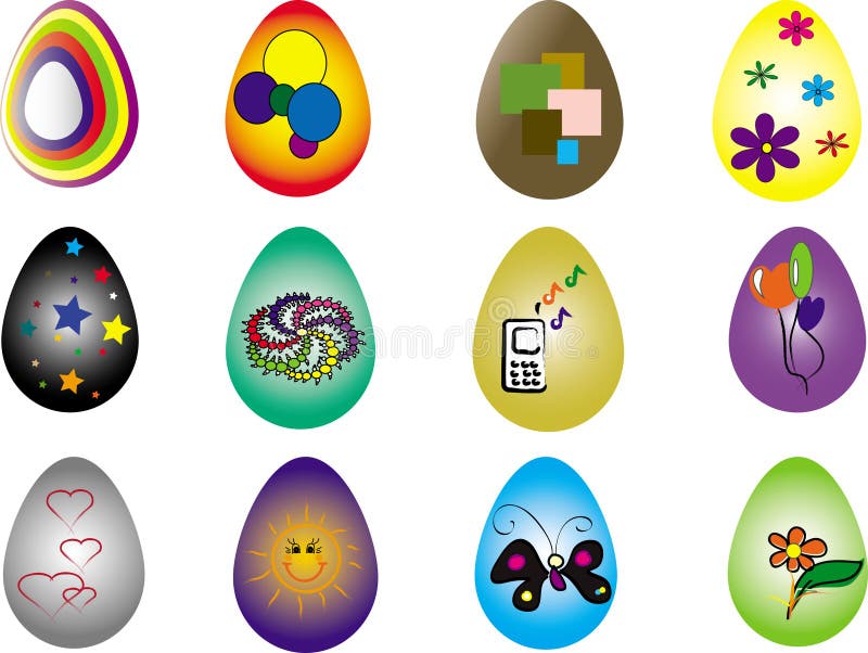 Twelve Easter eggs