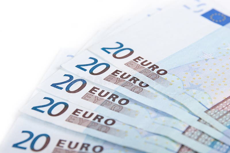 Twenty euro banknotes stock images