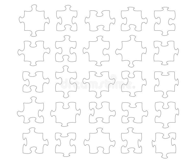 Twentyfive jigsaw shapes stock illustration. Illustration of jigsaw