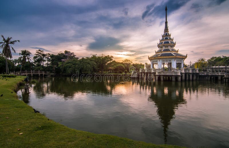 Twilight at Chalerm Phra Kiat Park - Nonthaburi Thailand Stock Image ...