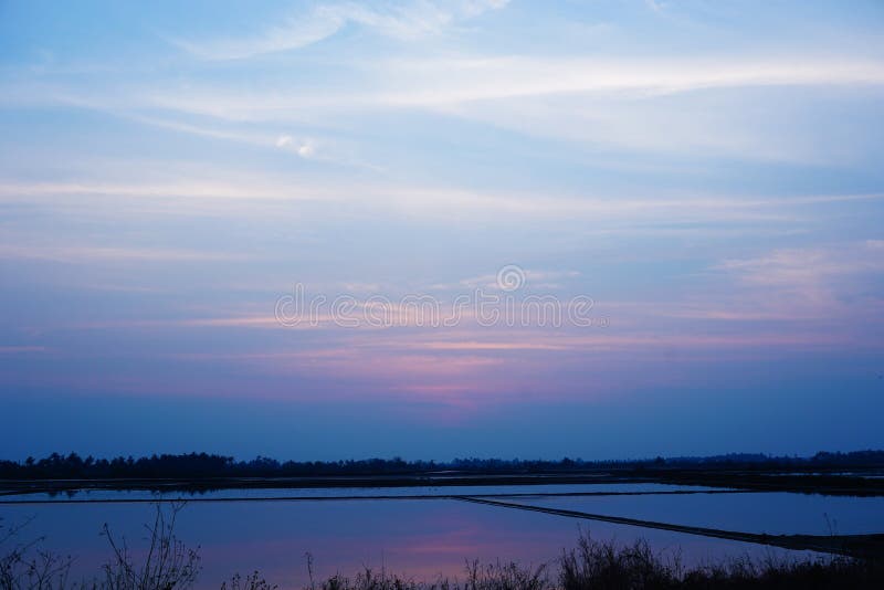 Twilight evening light over the salt field