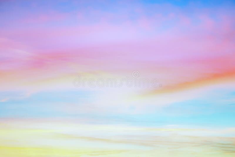 Twilight sky with effect of light pastel tone. Colorful sunset with soft clouds