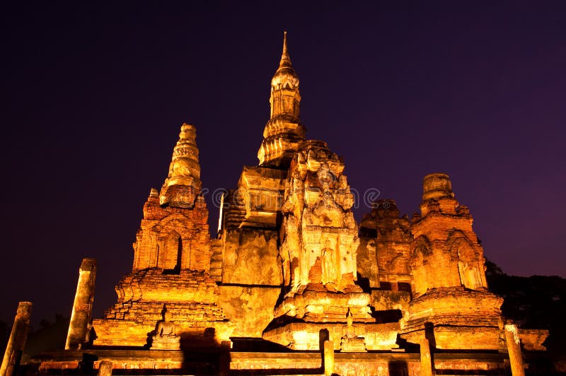 Twilight at sukhothai historical park,Thailand