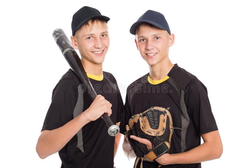 Twin brothers - young baseball players stock images Twin brothers - young baseball players stock images
