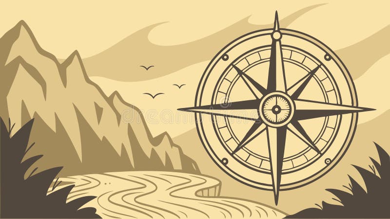 Twin Compasses on Grid Map, Precision Navigation, vector design Generative AI stock illustration