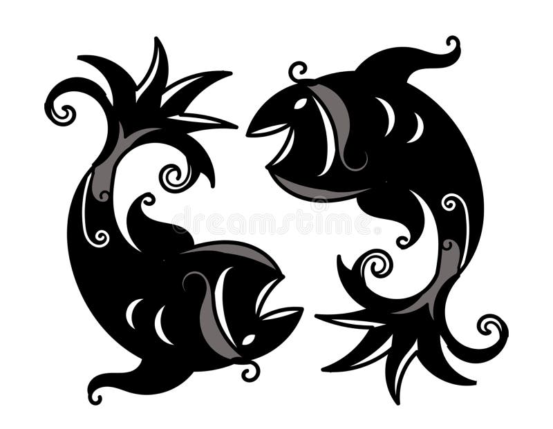 Twin fishes art pisces zodiac sign wallpaper stock illustration Twin fishes art pisces zodiac sign wallpaper stock illustration
