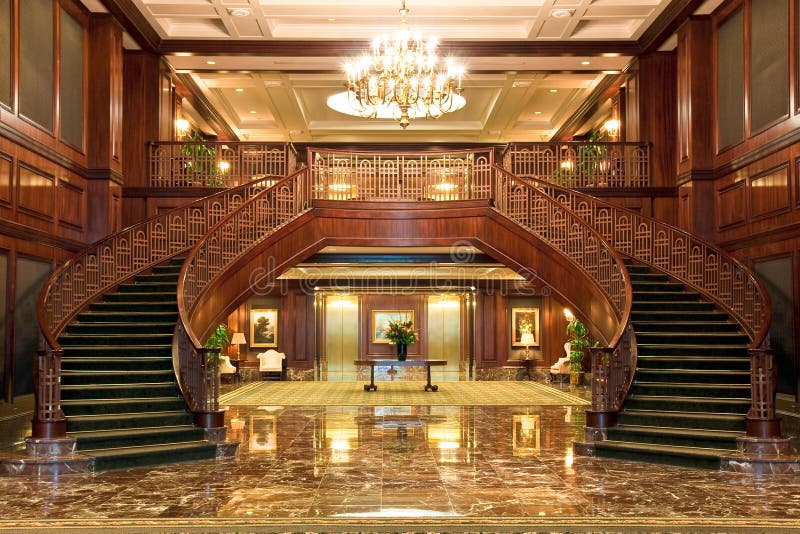 Twin Staircases Over Marble Floor