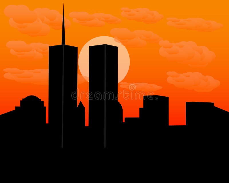 Twin towers at sundown