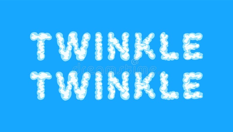 Twinkle Twinkle Quate in Fluffy Cloud Style Font Vector Illustration ilustracji