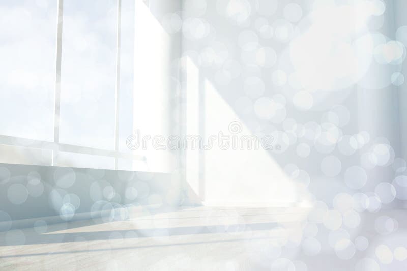 Twinkling lights over room with window royalty free stock image
