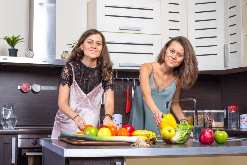 Twins on Kitchen in the Morning Stock Image Image of russian, sisters
