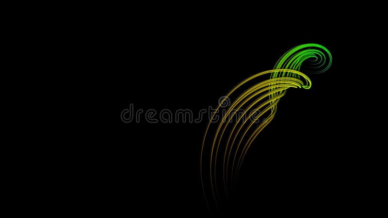 Twisted abstract element from multicolored lines and particles, computer generated. vortex backdrop. 60 fps 3D rendering royalty free illustration