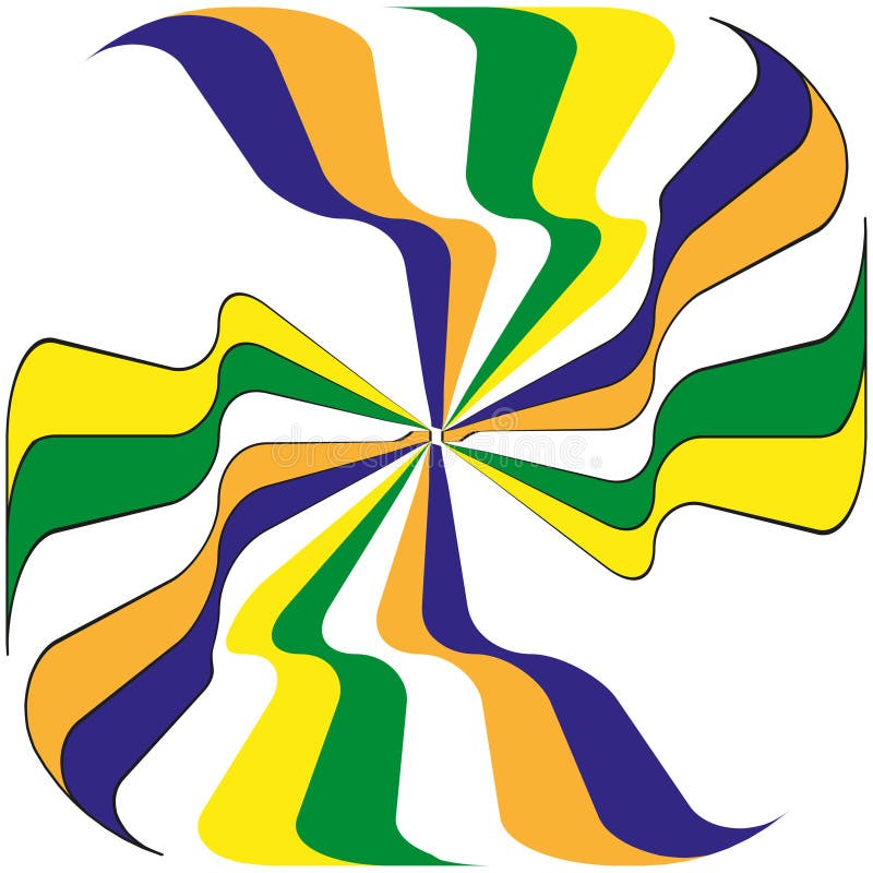 Twisted arc icon. Multicolor curve figure. Abstract wave shape. Vector motion element. royalty free illustration