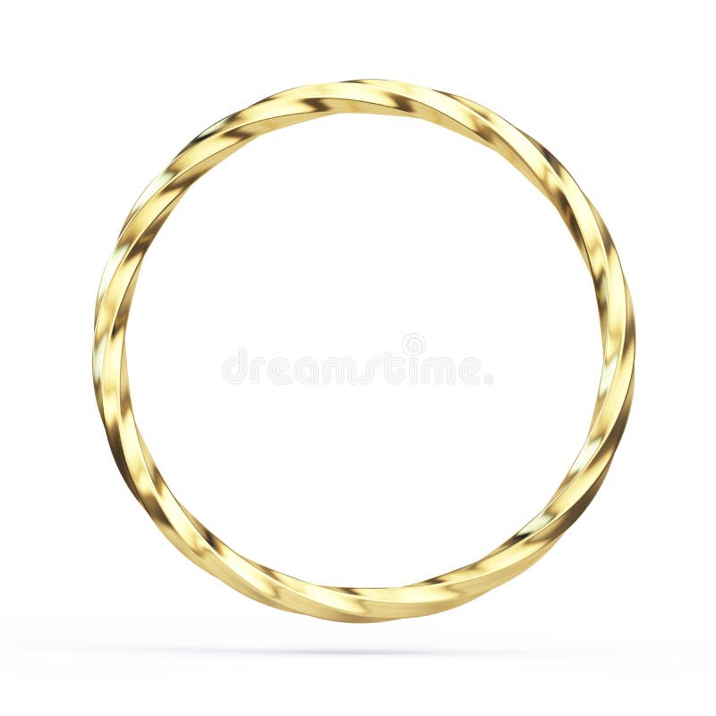 Twisted Gold ring isolated on white background