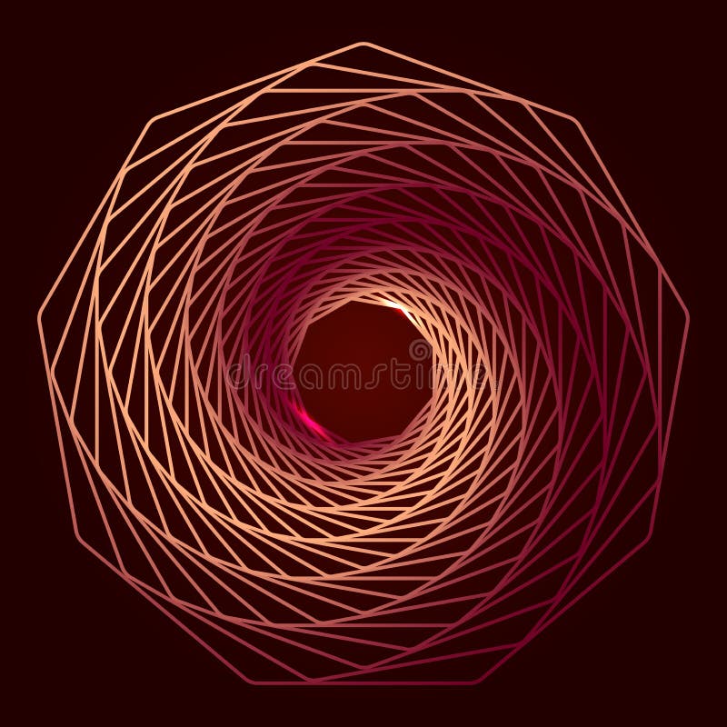 Twisted lines on a dark background. Rotating geometric shape. Logo. Vector illustration royalty free illustration
