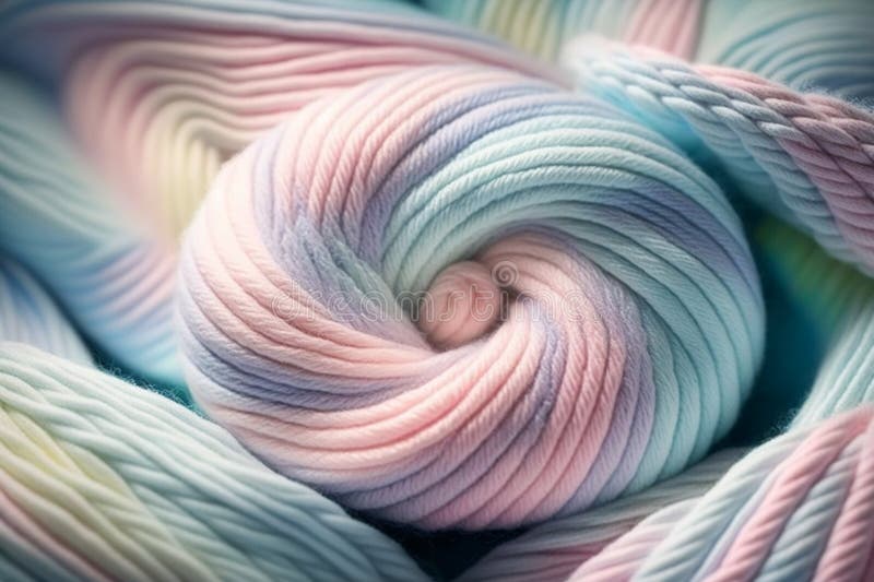 Delicate pastel yarn for knitting. Twisted threads abstract