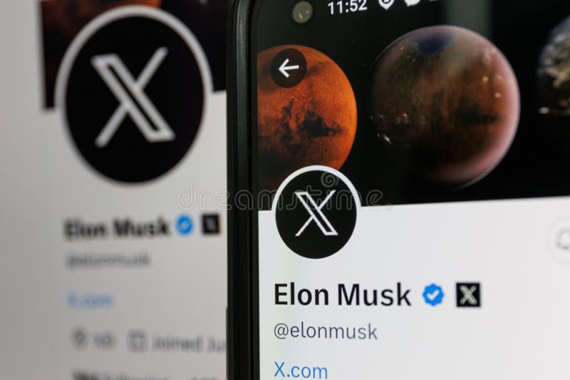 Twitter changes name to X. Elon Musk twitter account.