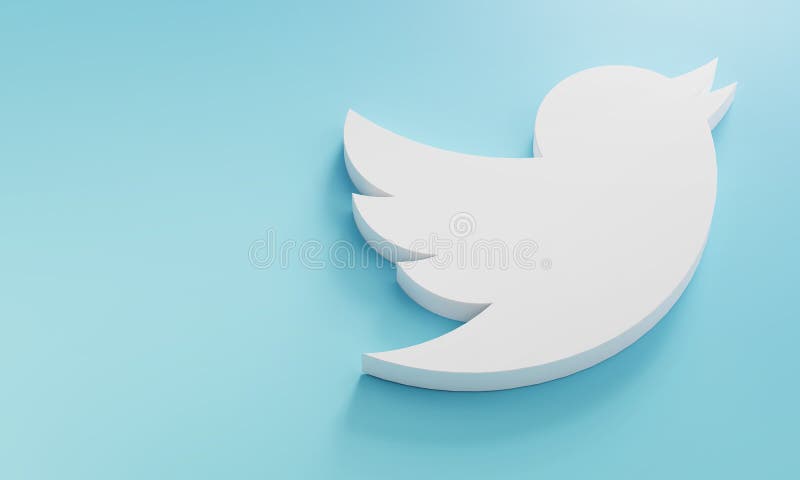 Twitter Logo Minimal Simple Design Template. Copy Space 3D.