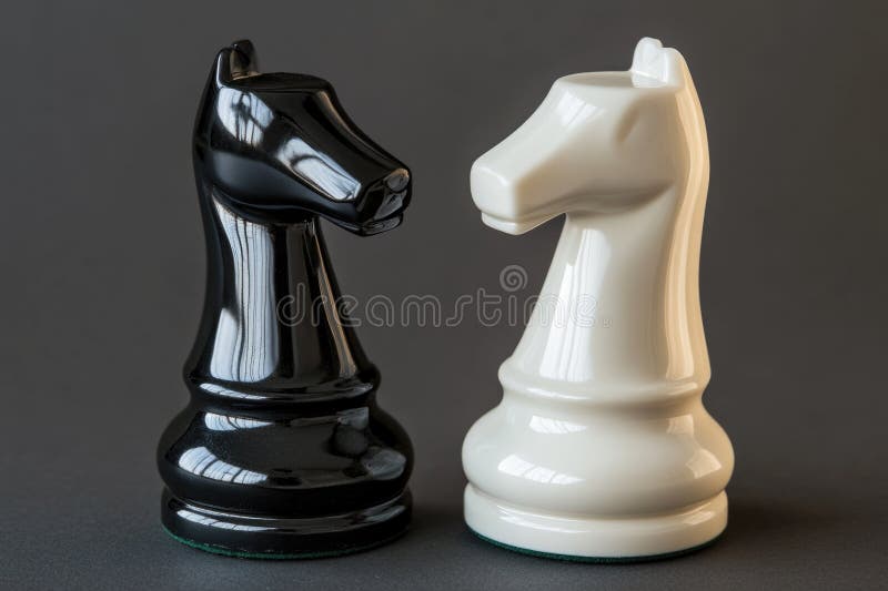 Two adjacent chess pieces in black and white colors royalty free stock images