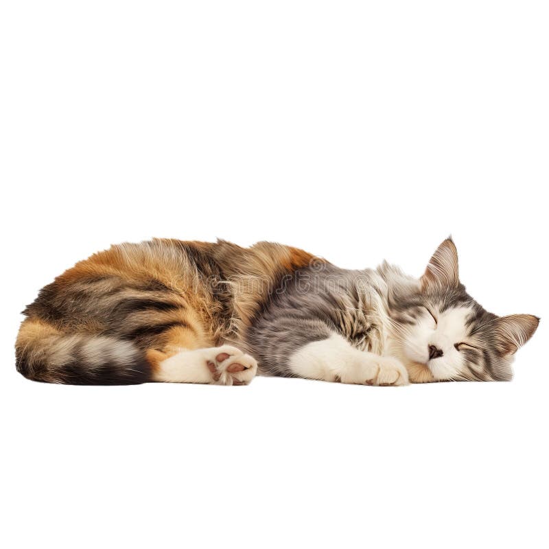 Două pisoi adorabile care dorm bine izolate pe un fond transparent stock image