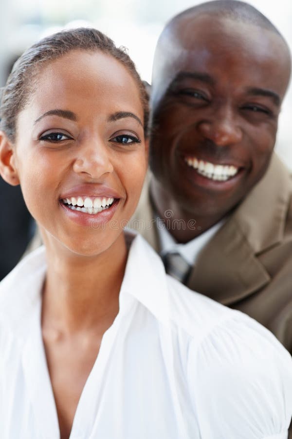 Two African American Business People Smiling Stock Image Image Of