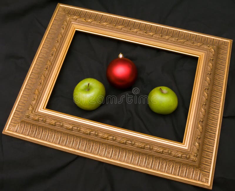 Two apples and fir-tree marble