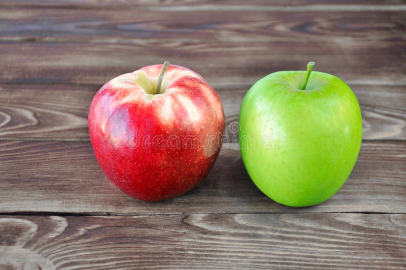 Two apples green and red stock photo