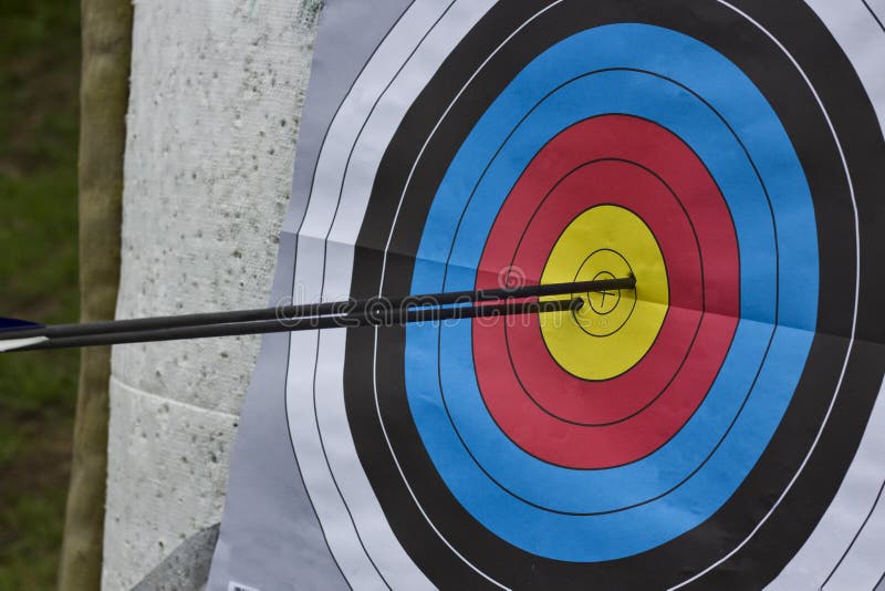 Archery Bullseye with Two Arrows Stock Image Image of paper
