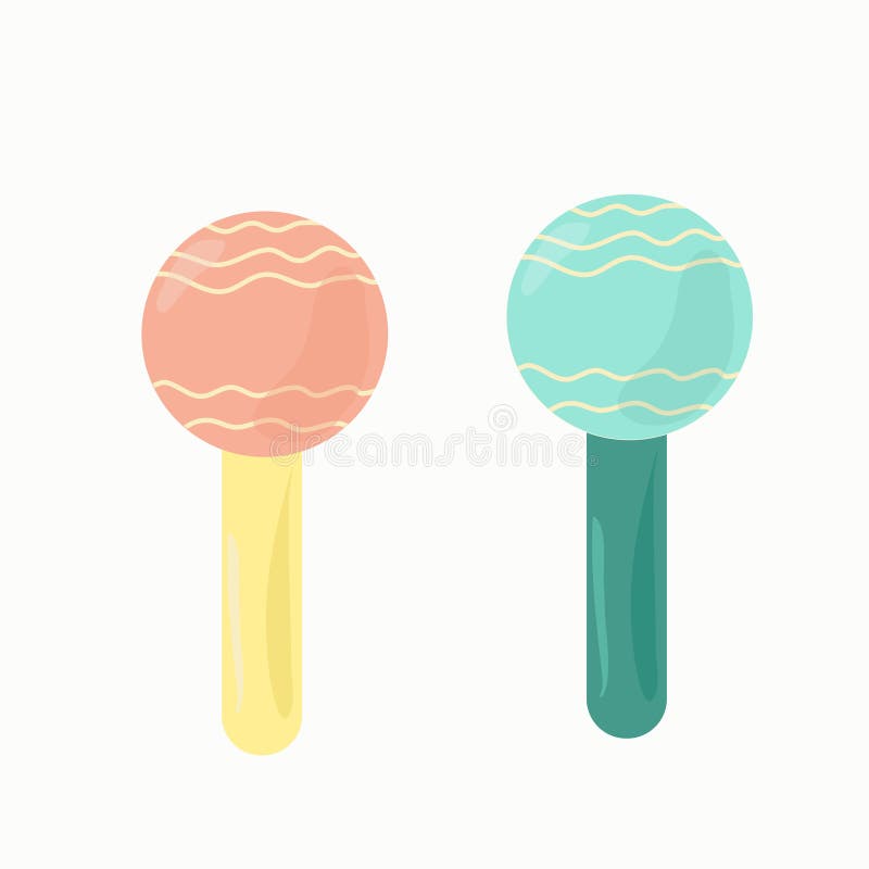 Two baby rattles in pink and blue vector illustration