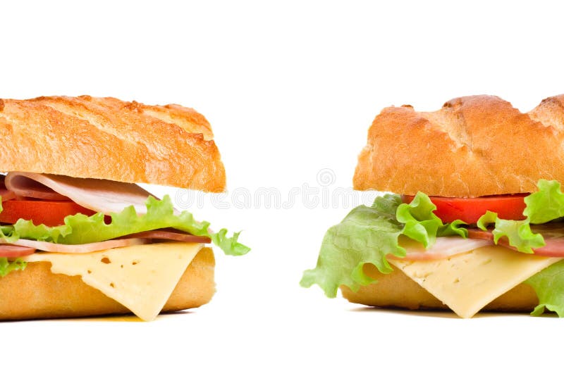 Two baguette sandwiches