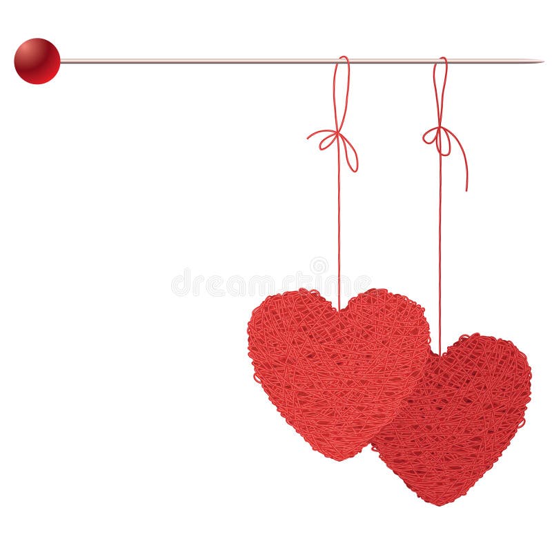 Two Balls of Threads in the Form of Heart Hanging Stock Vector -  Illustration of cotton, shape: 18093715