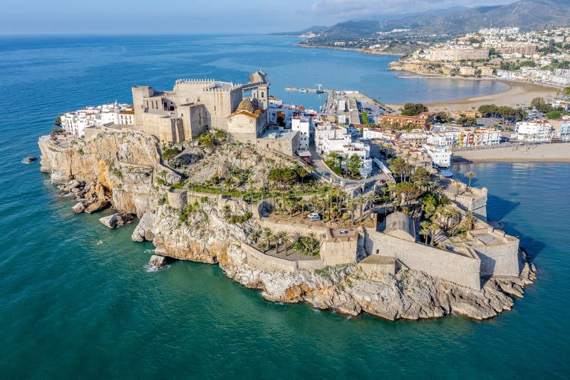 Two beaches in Peniscola, Castellon, Spain Aerial