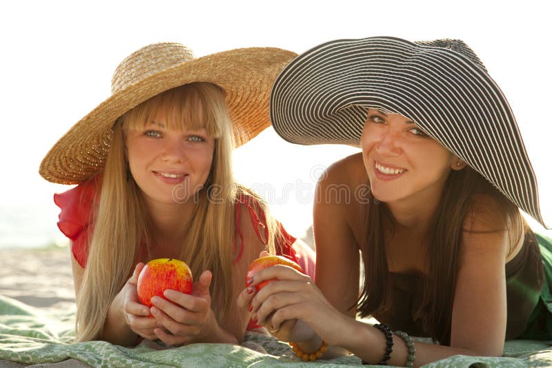 Two beautiful girls at beach