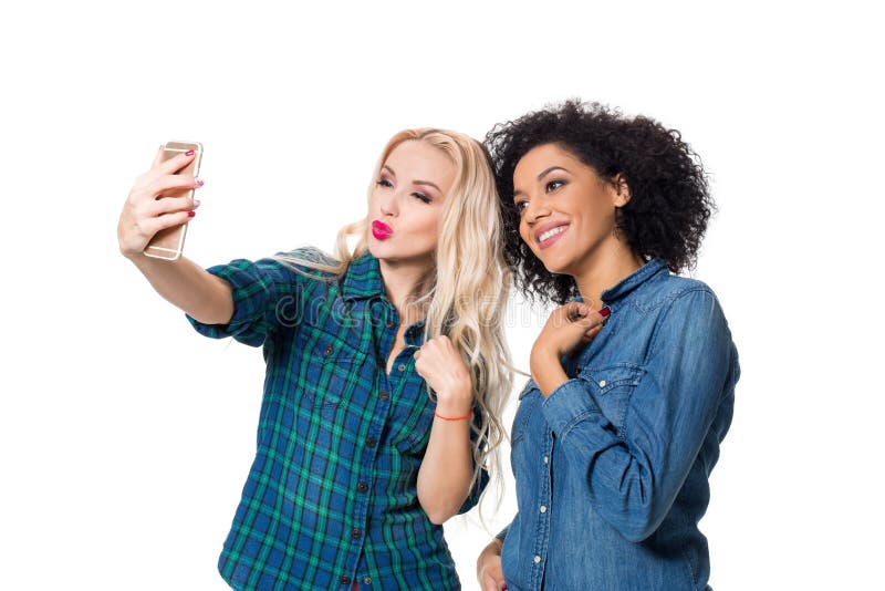 Two Beautiful Girls Making Selfie Stock Image - Image of attractive ...